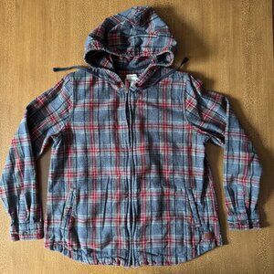 L.L LL Bean Full Zip Hoodie Flannel Jacket Relaxed Fit - Size Medium